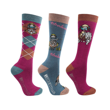 Hy Equestrian Thelwell Collection Pony Friends Calcetines - Paquete de 3