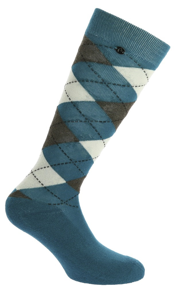 Equitheme Argyle Socks #colour_ecru-blue