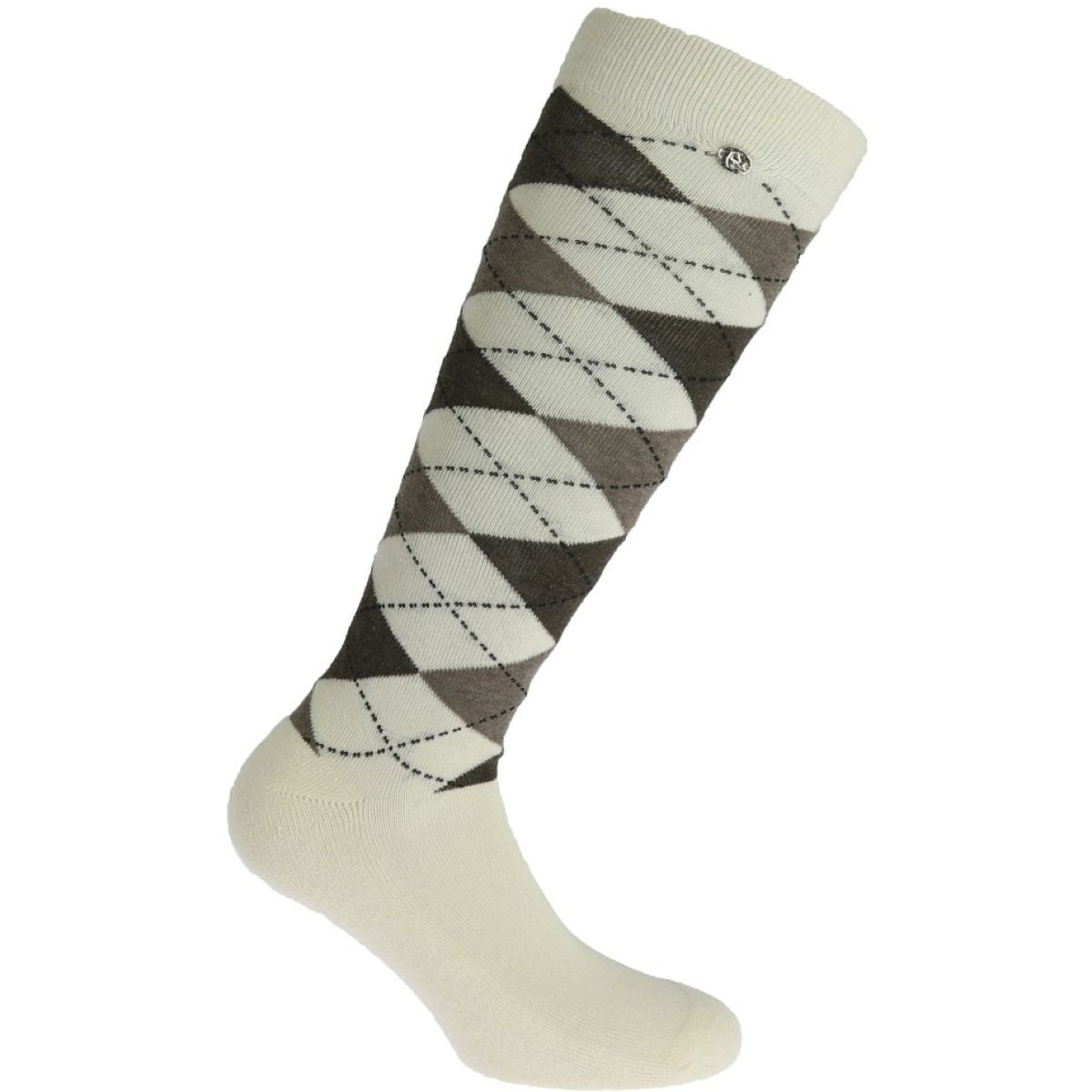 Equitheme Argyle Socks #colour_ecru-taupe