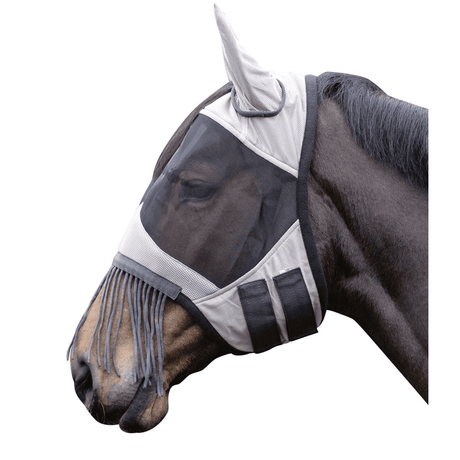 HKM Fringes Anti-Fly Mask #colour_silver-grey