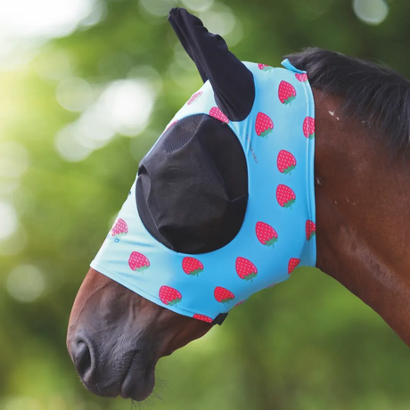 Shires Fruit Print Stretch Fly Mask #colour_strawberry